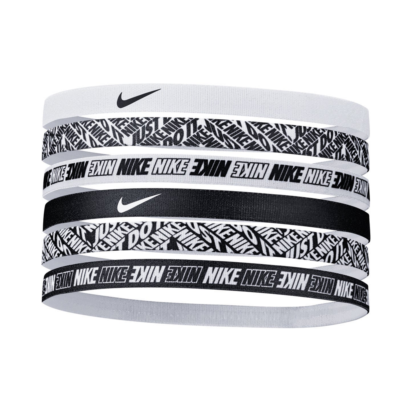 Nike Printed Cinta Para El Pelo Pack De 6-Blanco,Negro Nike Printed Cinta Para El Pelo Pack De 6-Blanco,Negro