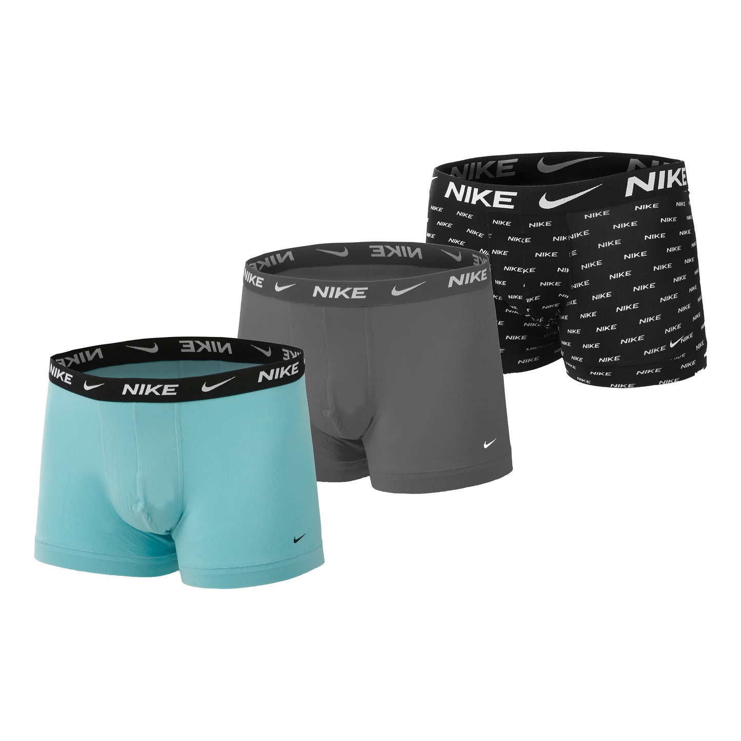 Nike Everyday Stretch Calzoncillos Tipo Bóxer Pack De 3 Hombres-Turquesa,Gris Claro