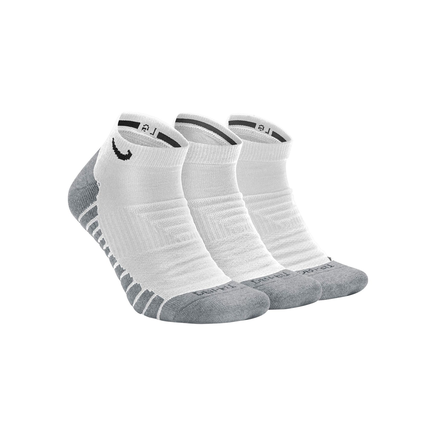 Nike Everyday Max Cushion No-Show Calcetines de tenis Pack de 3 Unisex - blanco, gris