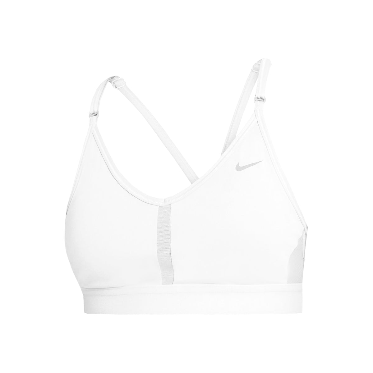 Nike Dri-Fit Indy V-Neck Sujetador deportivo Mujeres - blanco, gris