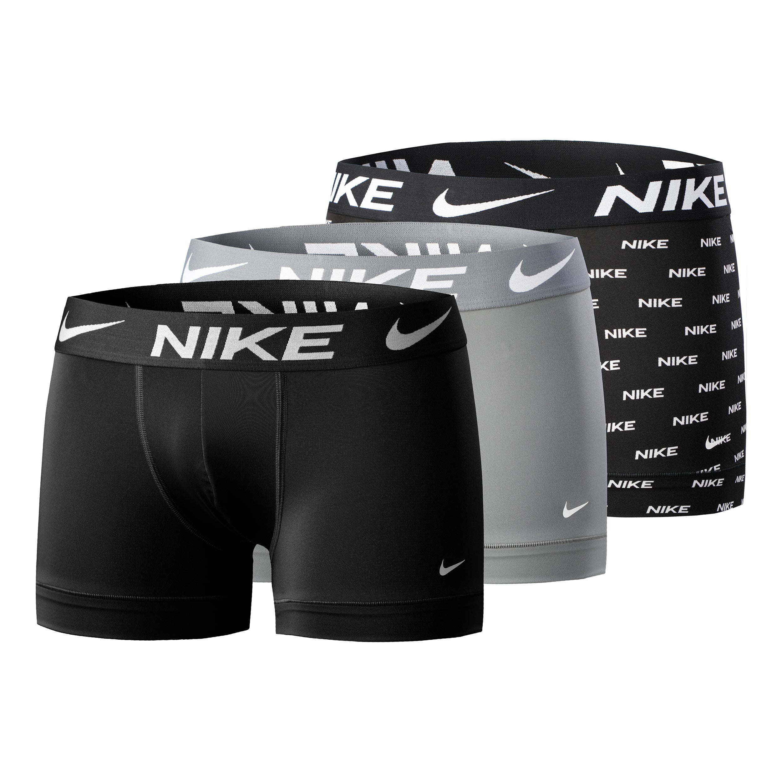 Nike Dri-FIT Essential Micro Trunk Calzoncillos Tipo Bóxer Pack De 3 Hombres-Negro,Gris