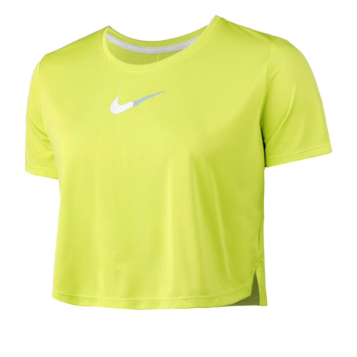 Nike Dri-Fit One Color-Blocked Standard-Fit Cropped Camiseta de manga corta Mujeres - verde neón,