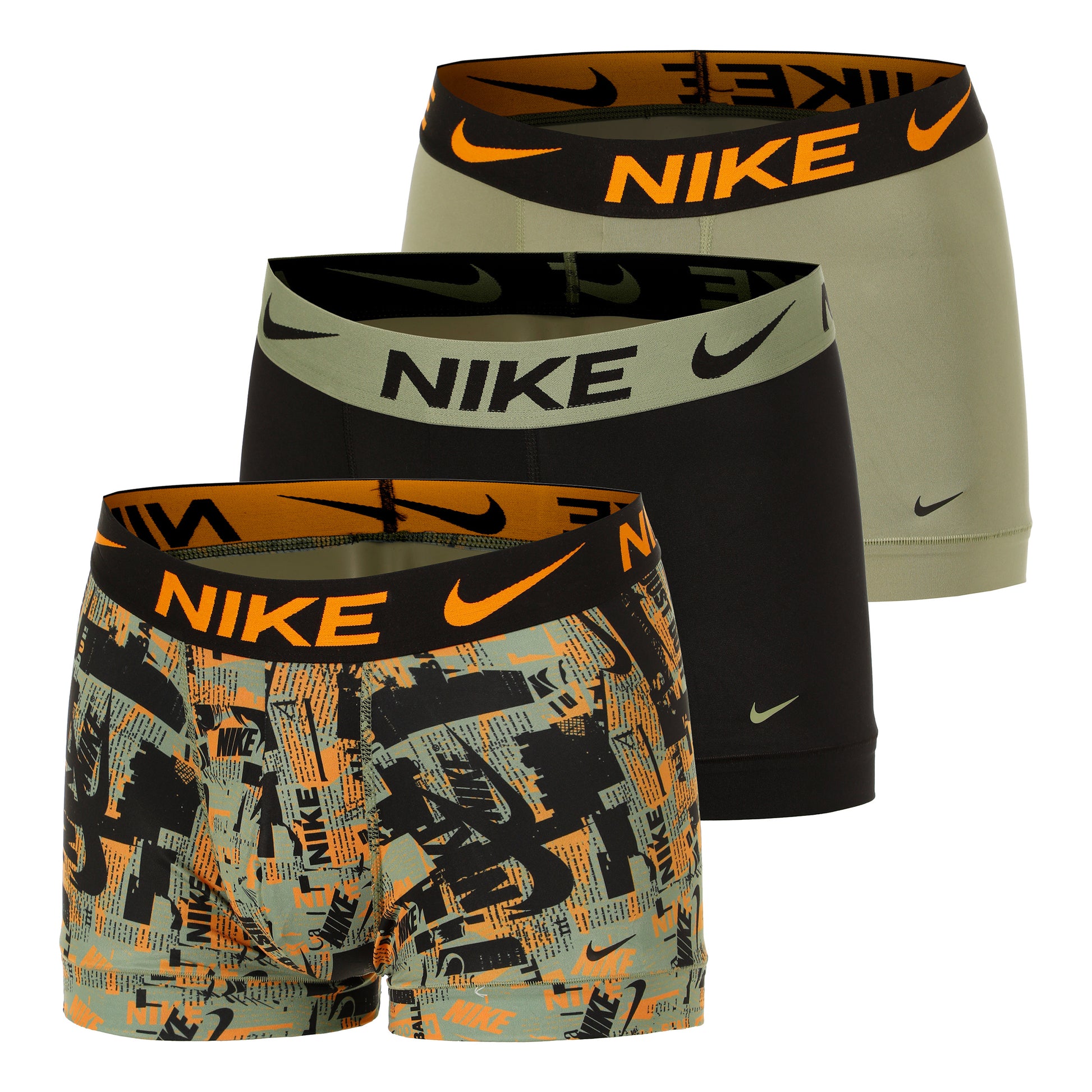 Nike Essential Micro Calzoncillos tipo bóxer Pack de 3 Hombres - oliva, negro