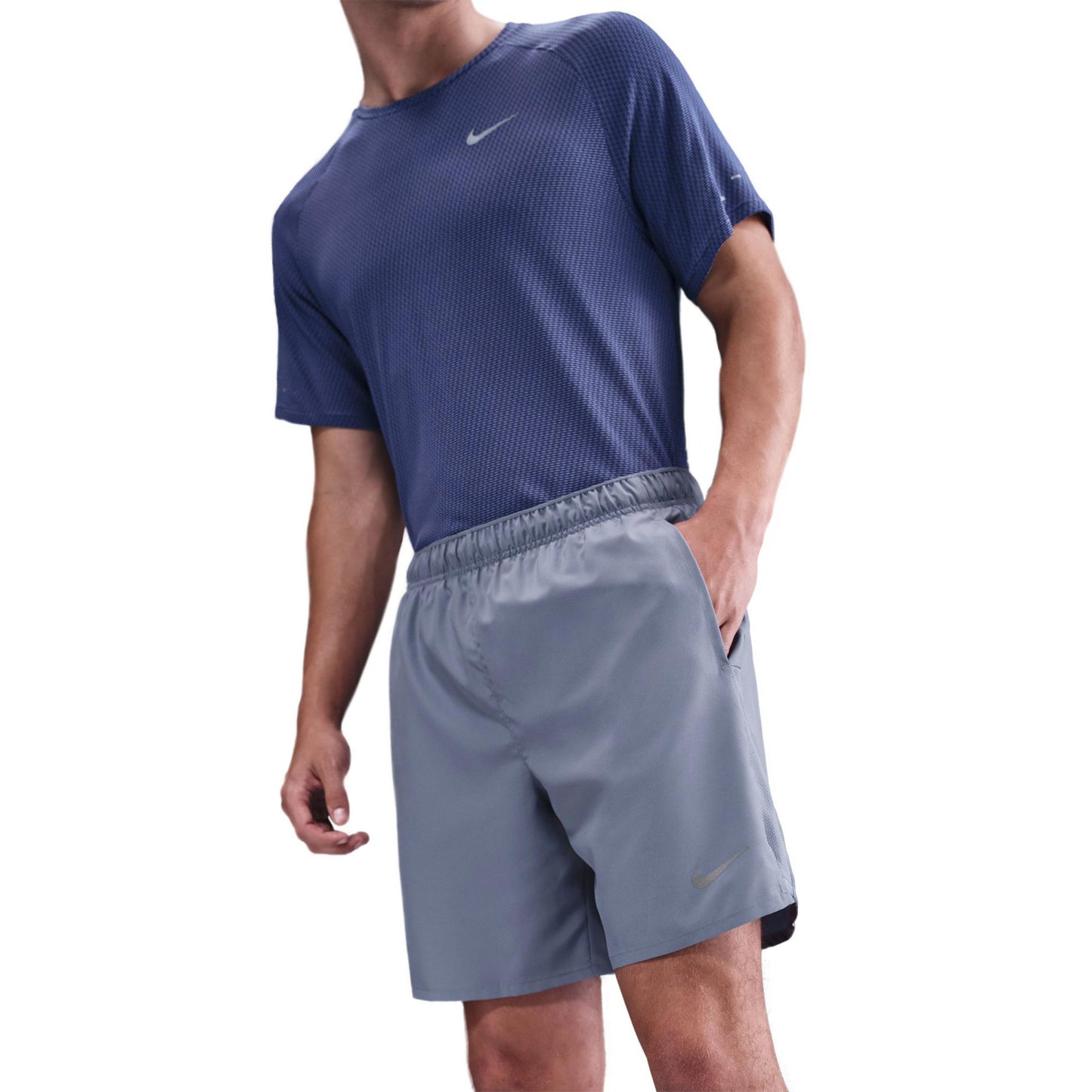 Nike Challenger 7in Brief-Lined Pantalones cortos Hombres - azul-gris, plateado