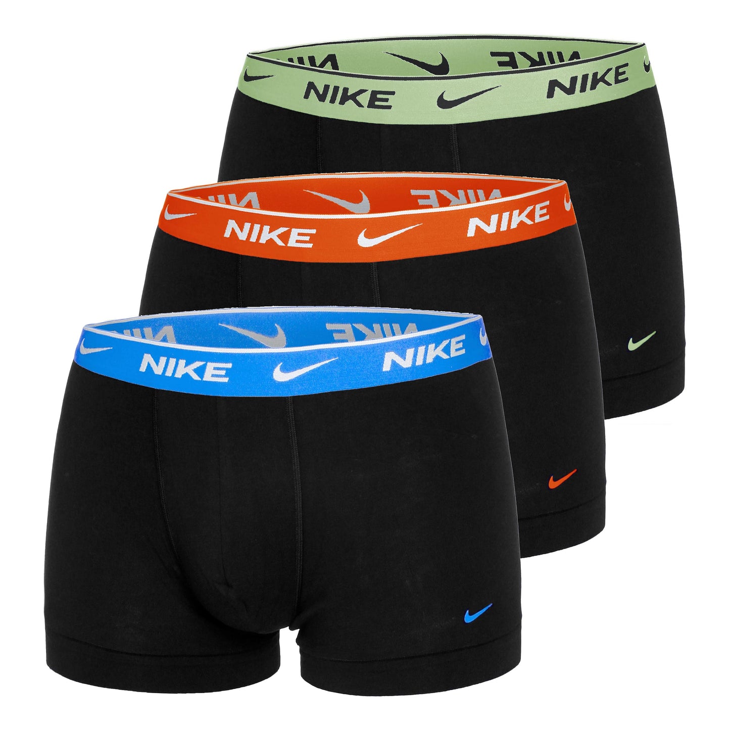 Nike Everyday Cotton Stretch Calzoncillos Tipo Bóxer Pack De 3 Hombres-Negro,Verde Claro