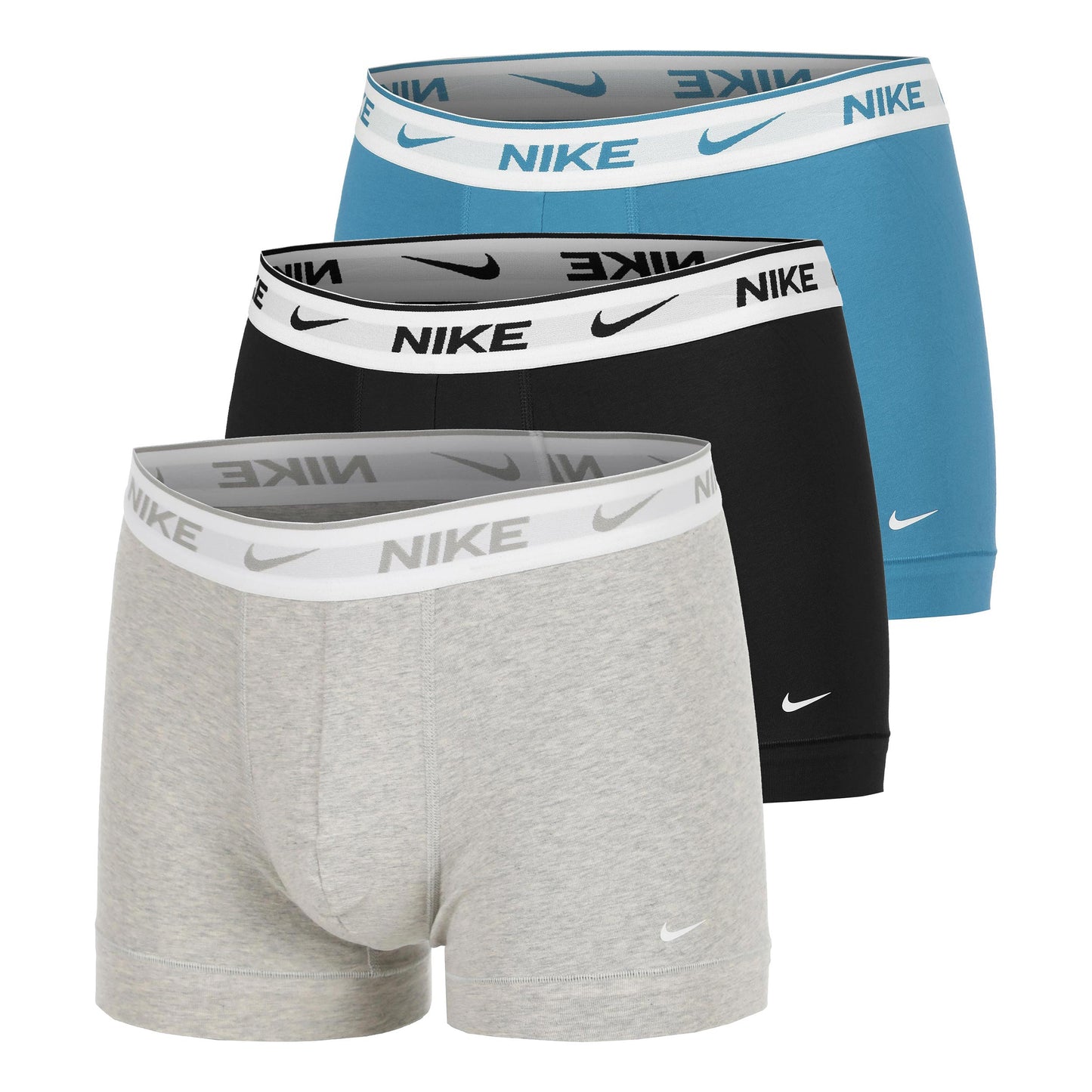 Nike Everyday Cotton Stretch Calzoncillos Tipo Bóxer Pack De 3 Hombres-Gris Claro,Negro