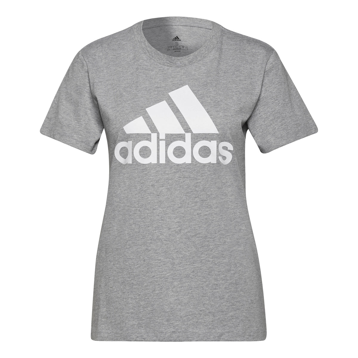 adidas Big Logo Camiseta De Manga Corta Mujeres-Gris,Blanco