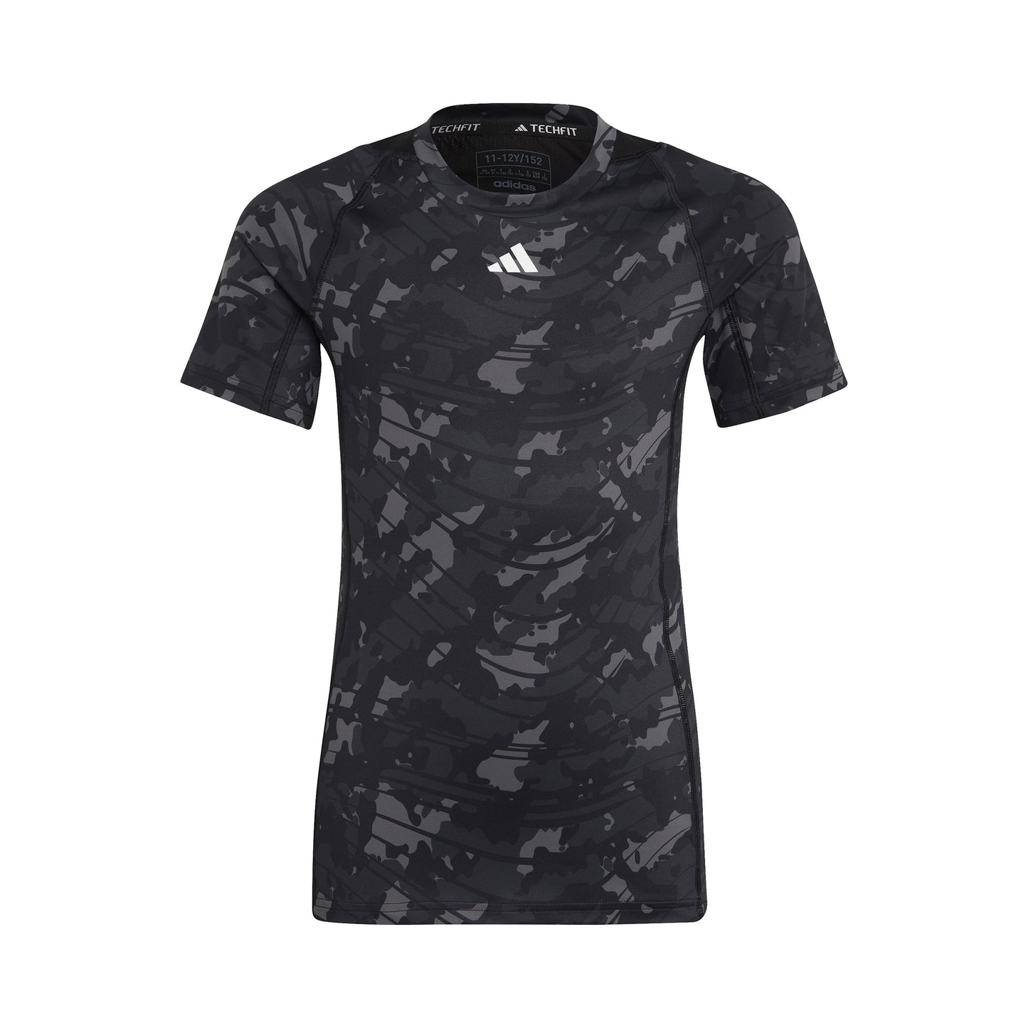 adidas AEROREADY Techfit Camo-Printed Camiseta de manga corta Chicos - negro, gris
