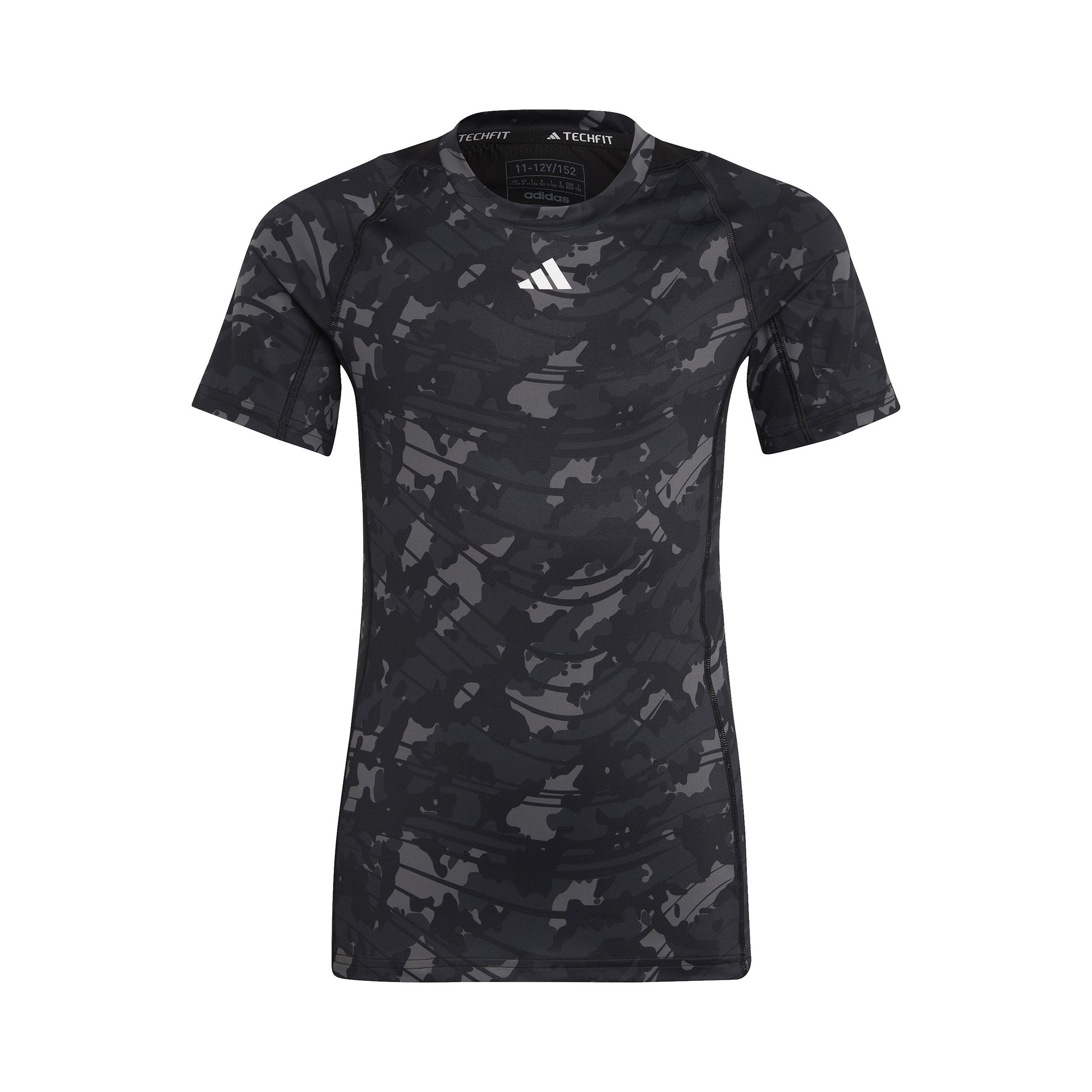 adidas AEROREADY Techfit Camo-Printed Camiseta de manga corta Chicos - negro, gris