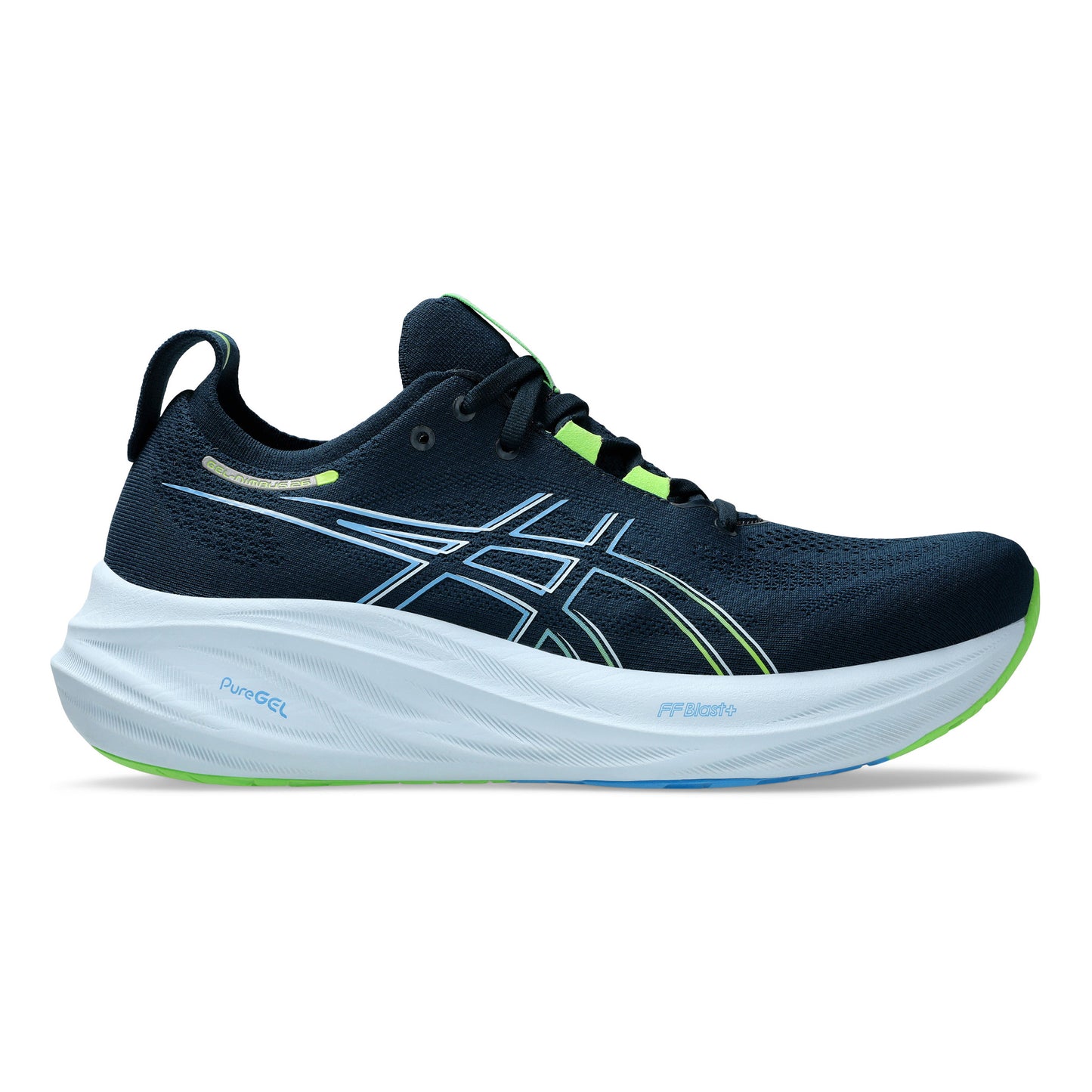 ASICS Gel-Nimbus 26 Zapatilla neutral Hombres - azul oscuro, verde neón