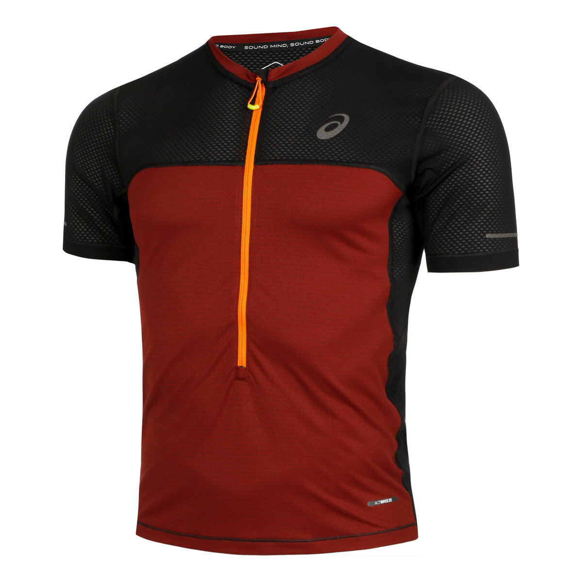 ASICS Fujitrail Camiseta de running Hombres - rojo oscuro, negro