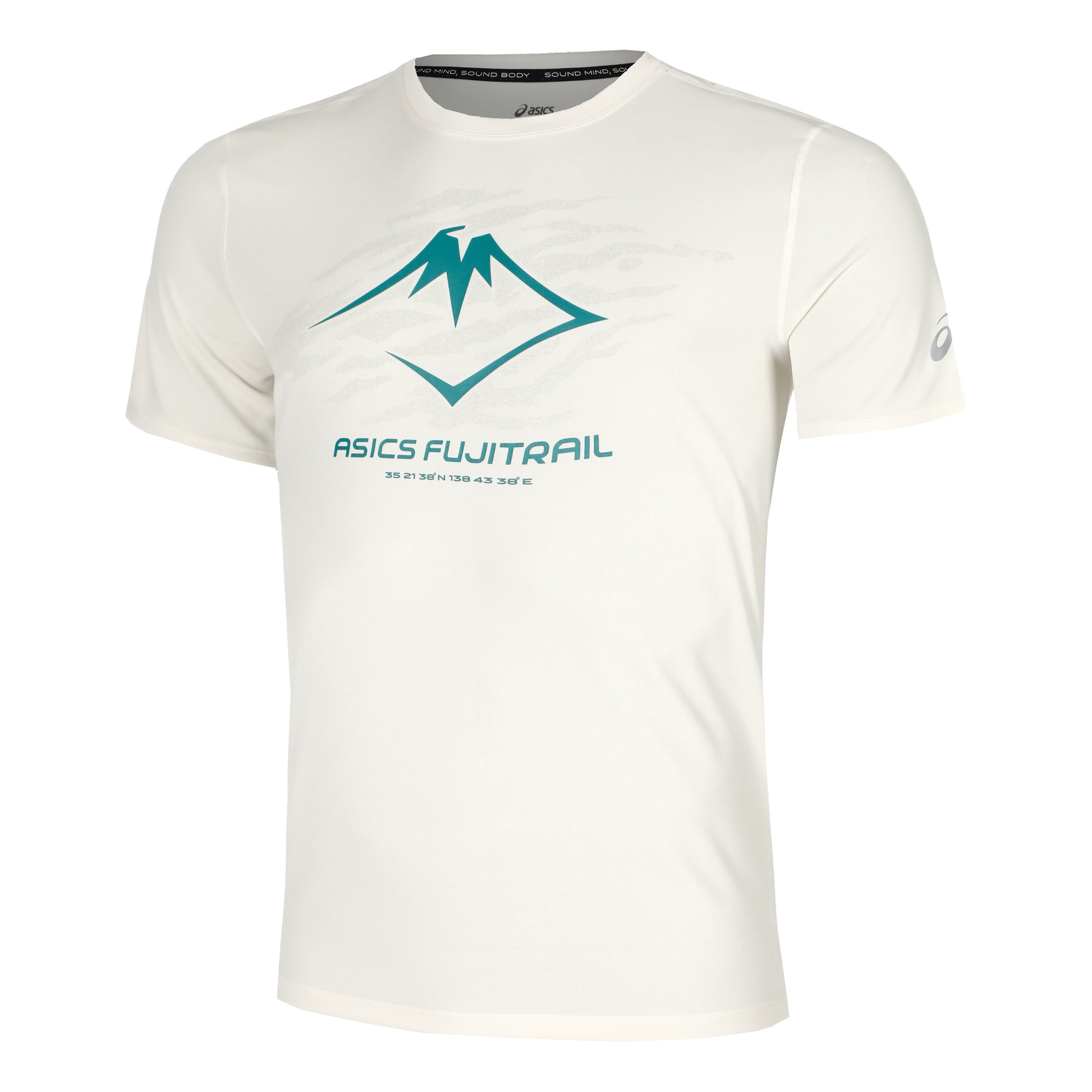 ASICS Fujitrail Logo Camiseta de running Hombres - crema, turquesa