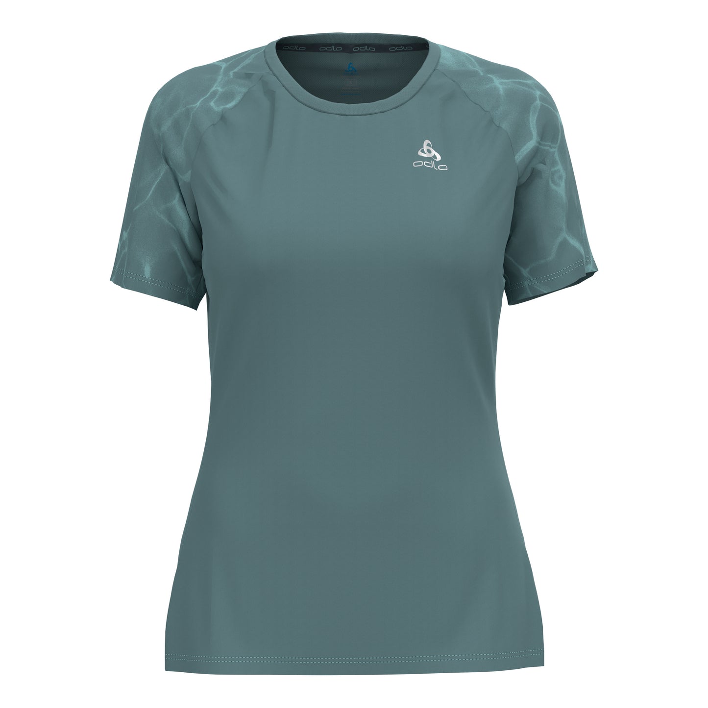 Odlo Essential Print Crew Neck Camiseta de running Mujeres - azul-gris,