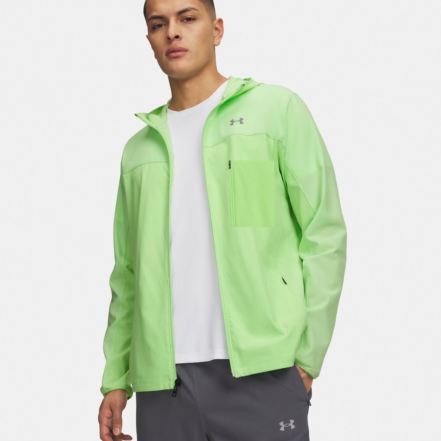 Under Armour Velociti Pro Storm Chaqueta para correr Hombres - verde neón, plateado
