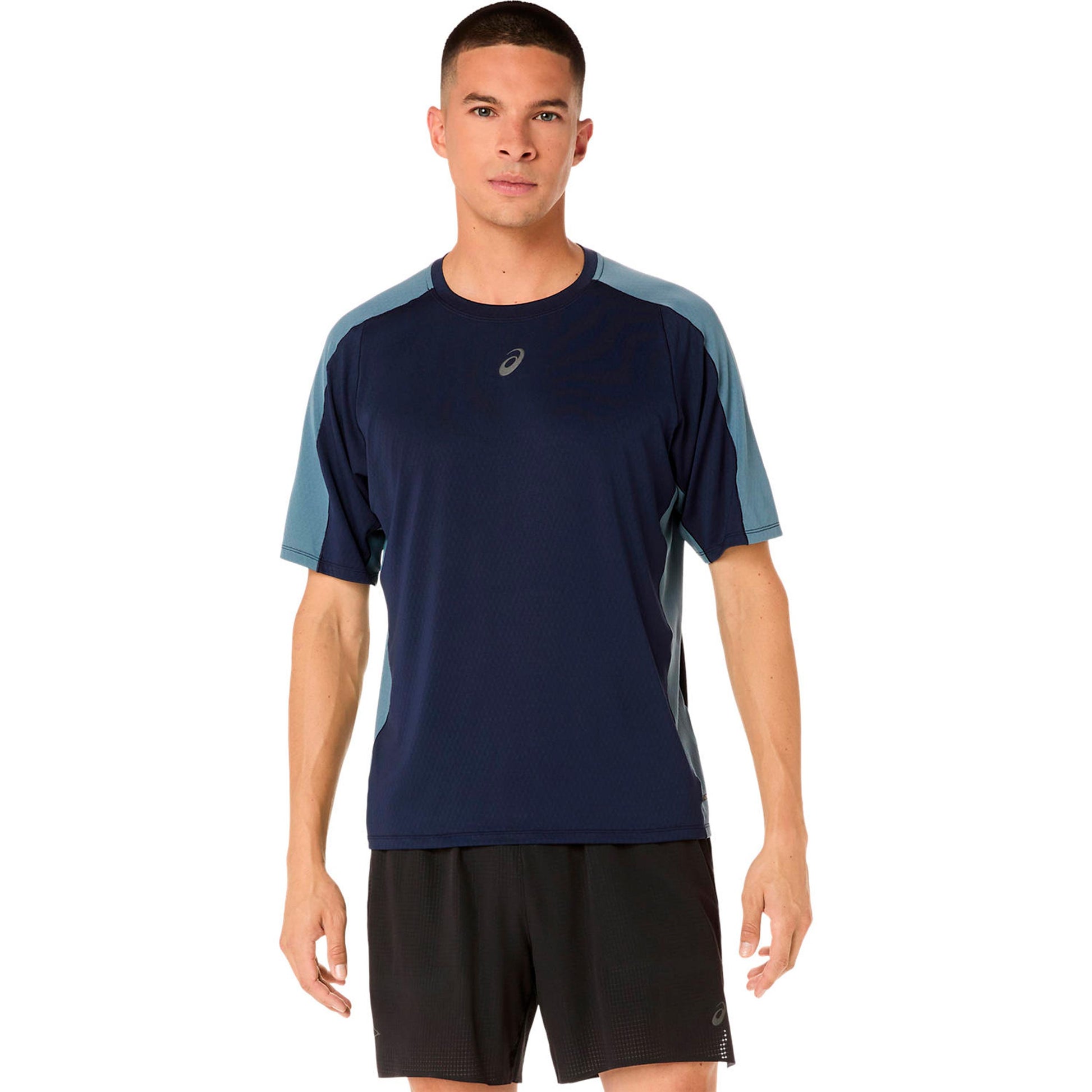 ASICS Fujitrail Elite Camiseta de running Hombres-azul oscuro, gris