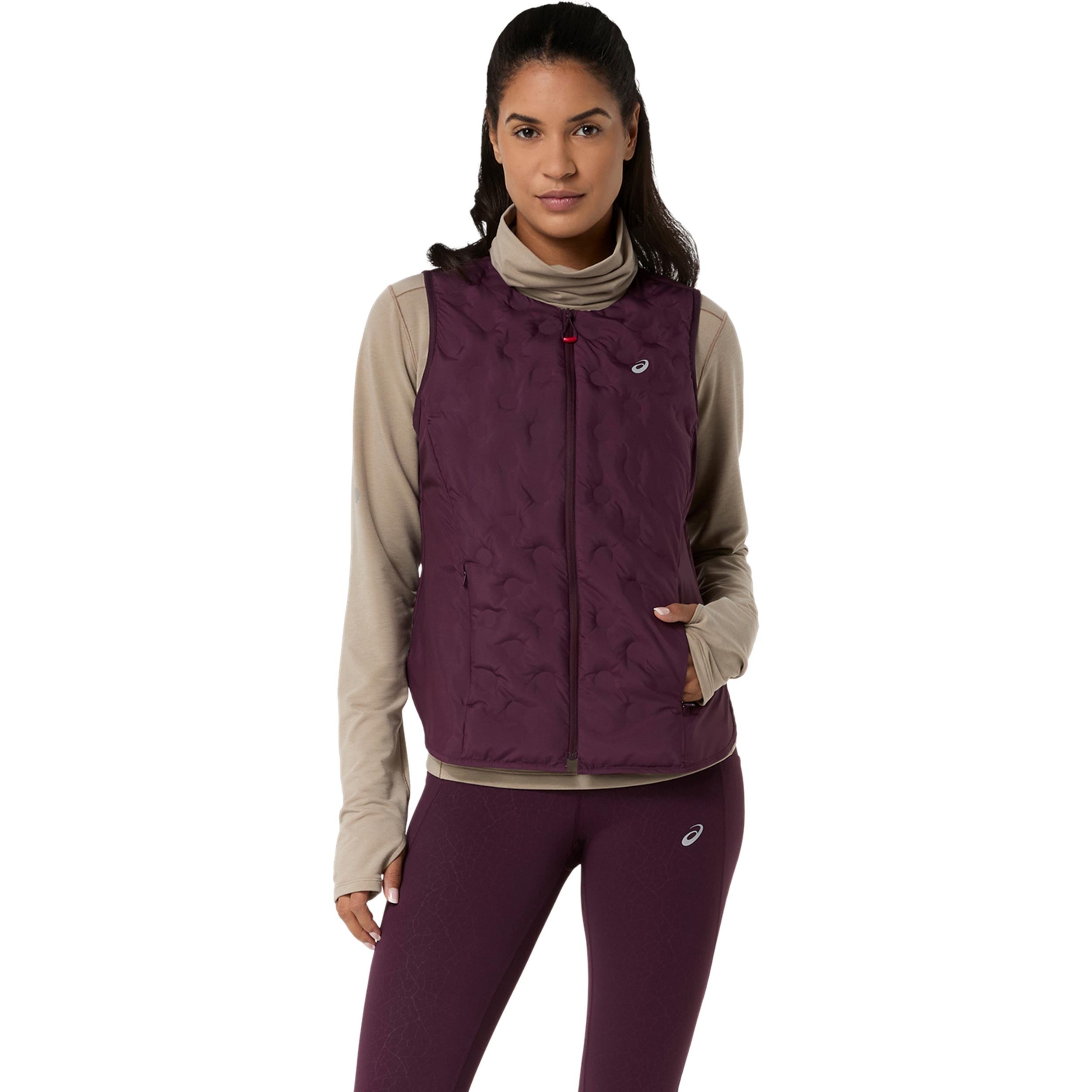 ASICS Nagino Padded  Chalecos para correr Mujeres - rojo vino