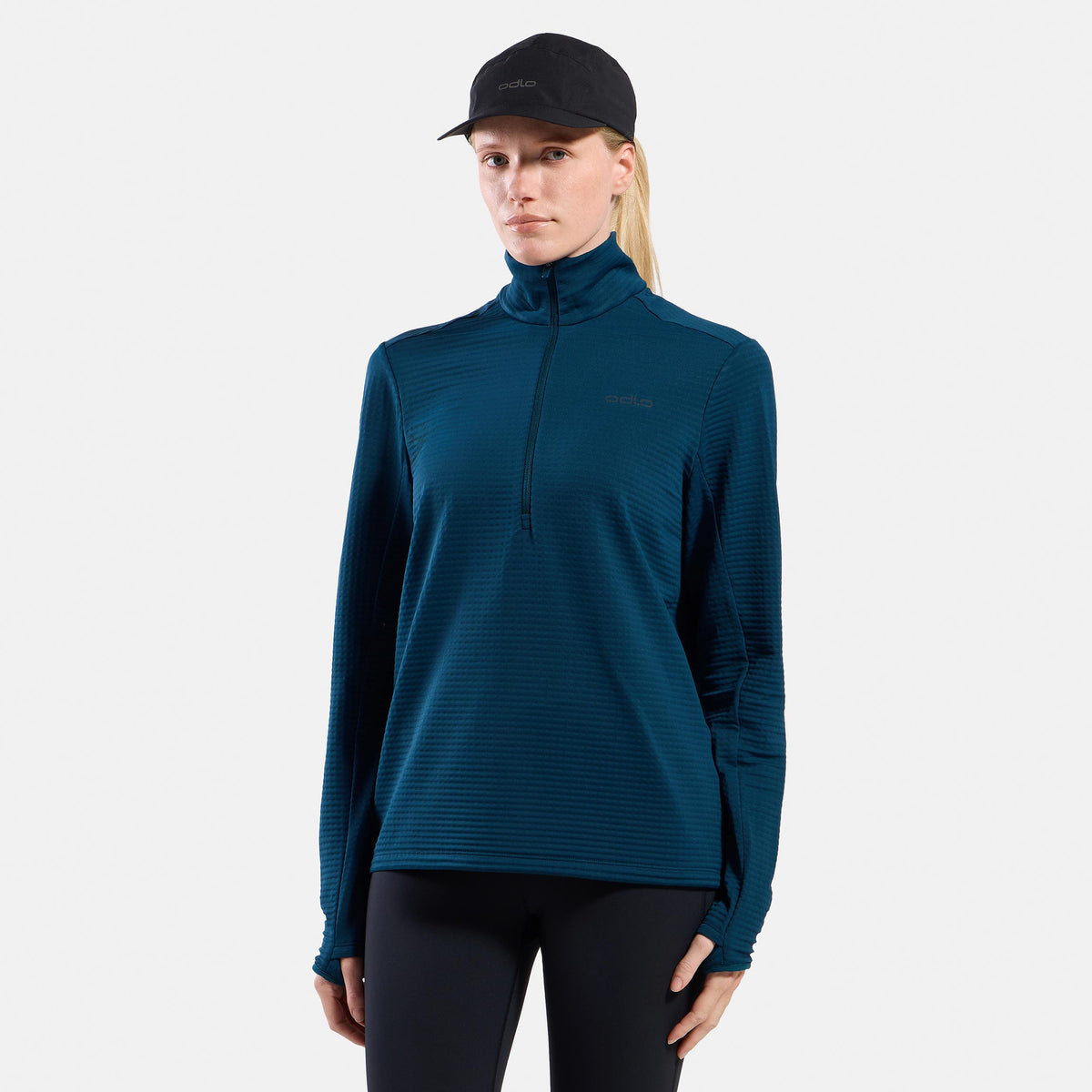 Odlo Essential Thermal Midlayer 1/2 Zip Camiseta de running Mujeres - color petróleo
