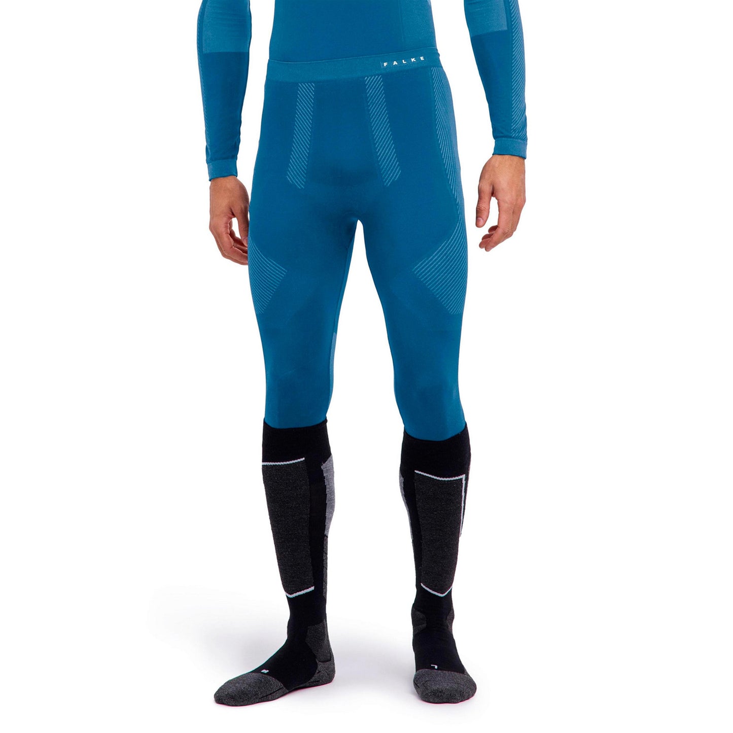Falke Warm Long  Malla Hombres - azul-gris