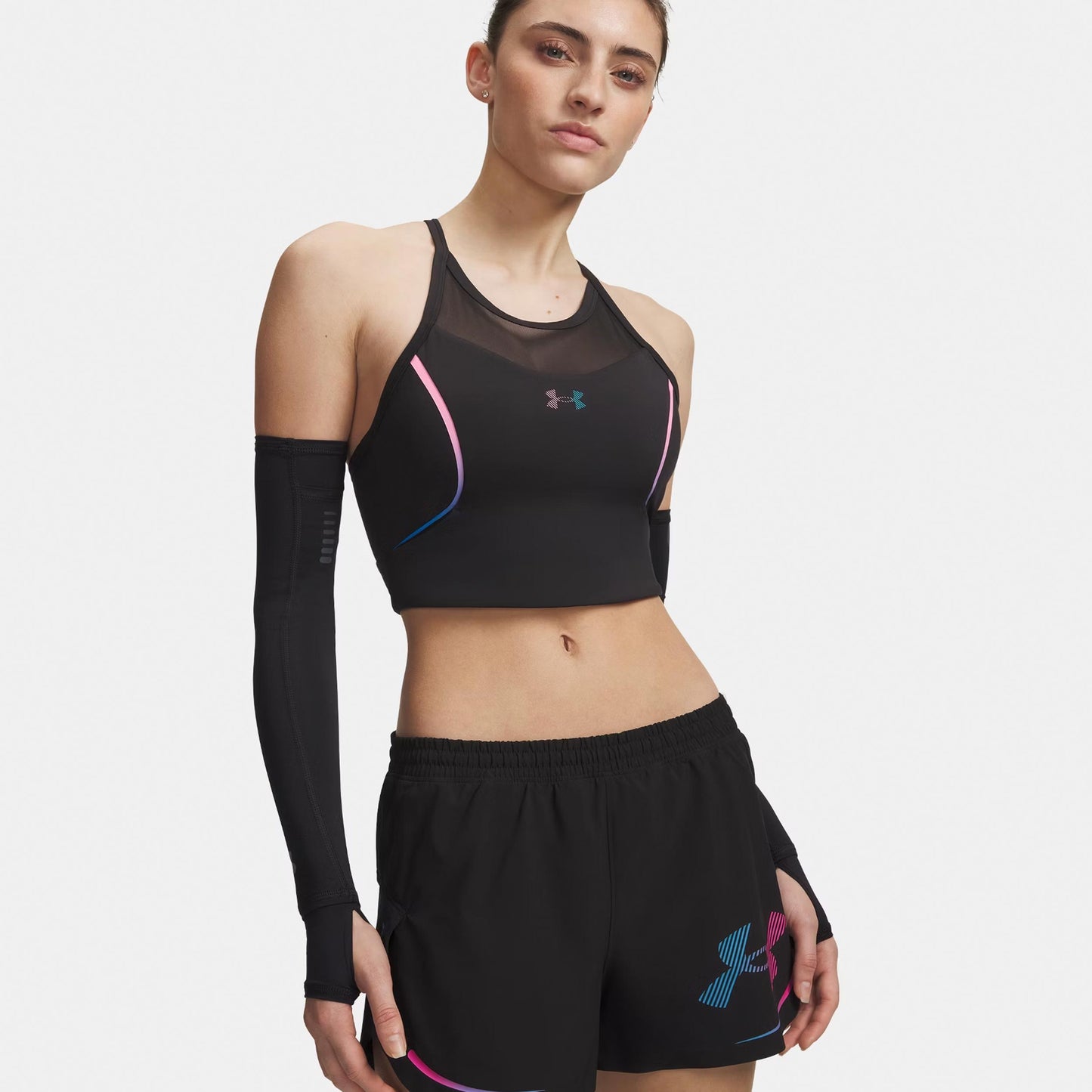 Under Armour Velociti Elite Crop  Camiseta de running Mujeres-negro, rosa