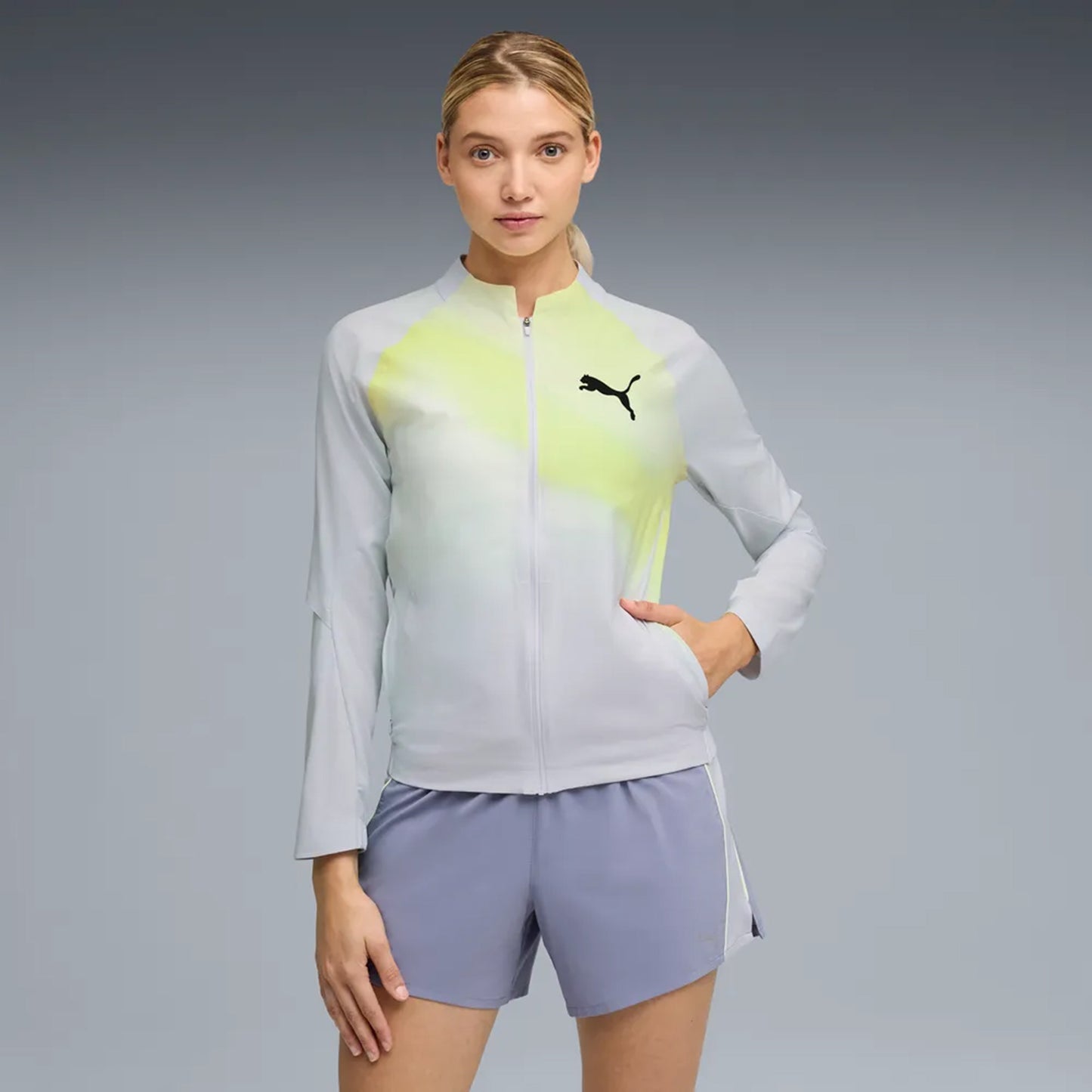 Puma Lightspeed Ultraweave Graphic Chaqueta para correr Mujeres-gris