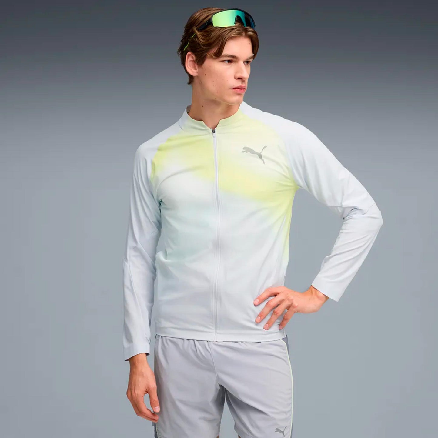 Puma Lightspeed Ultraweave Graphic Chaqueta para correr Hombres-gris