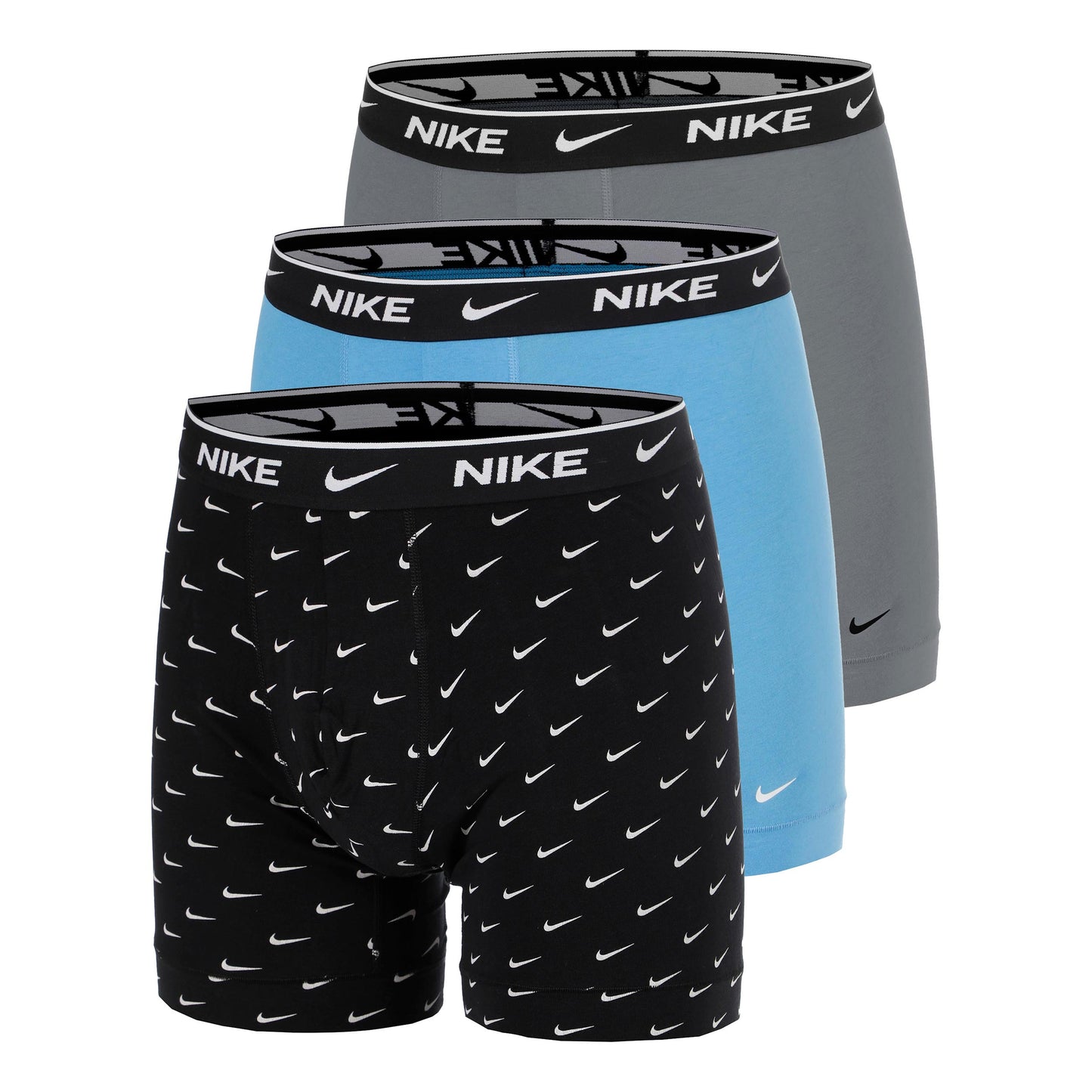 Nike Essential Cotton Stretch Boxer Brief Calzoncillos tipo bóxer - Pack de 3 Hombres-negro, gris