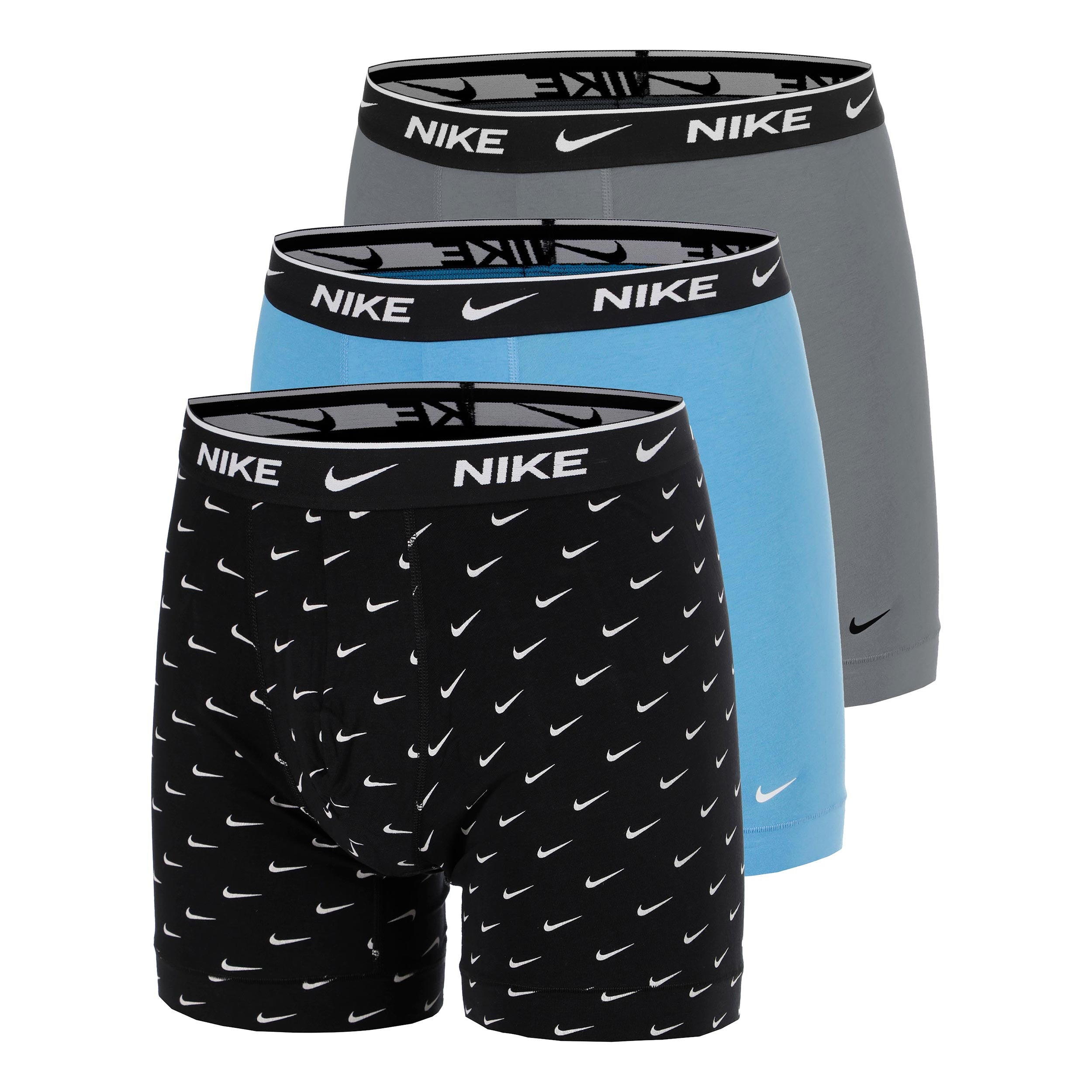 Nike Essential Cotton Stretch Boxer Brief Calzoncillos tipo bóxer - Pack de 3 Hombres-negro, gris