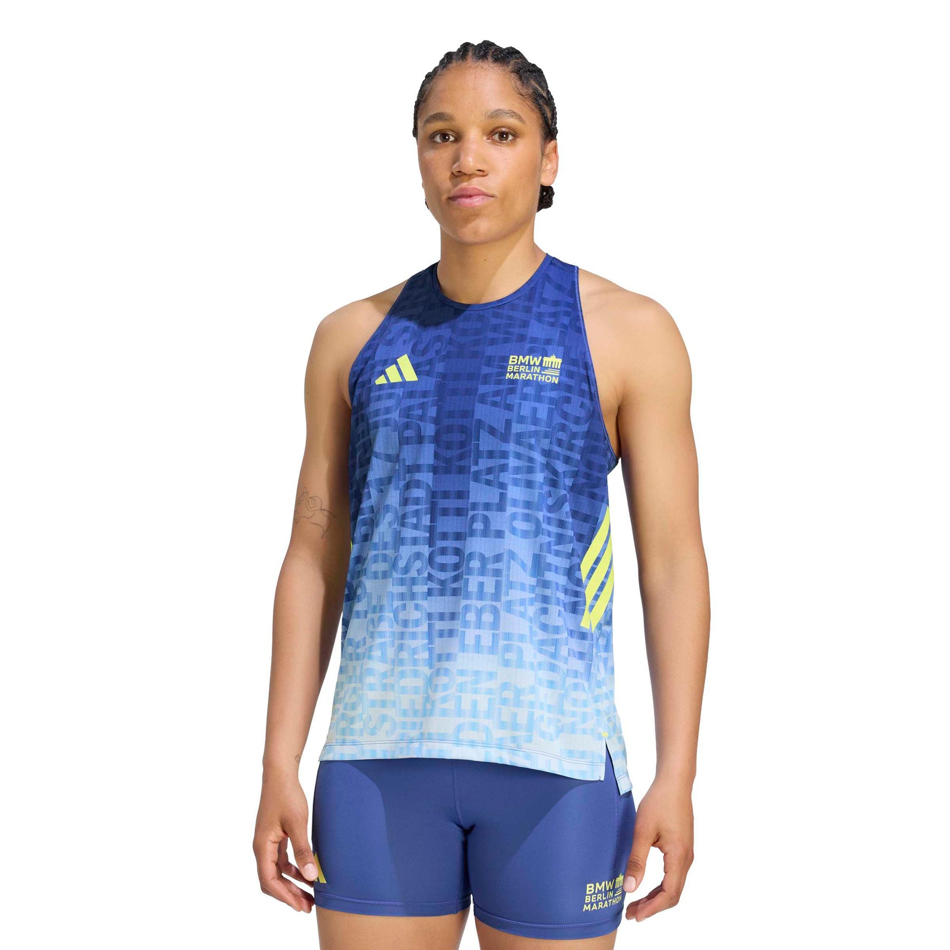 adidas BMW Berlin Camiseta de running Mujeres - azul, amarillo