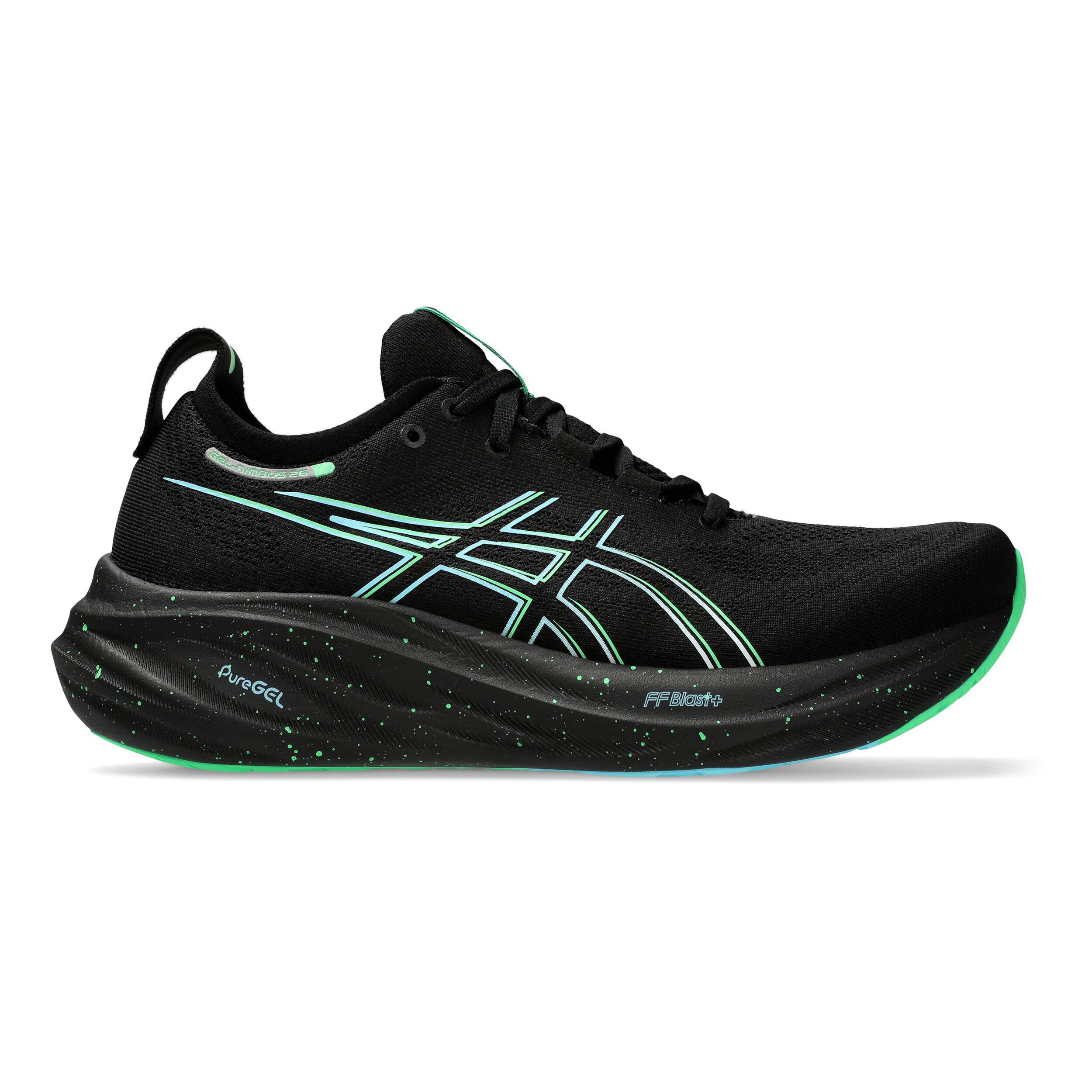 Comprar ASICS Gel Nimbus 26 Zapatilla Neutral Hombres Negro Verde Neon online Running Point ES