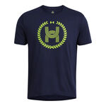 Ropa Under Armour Under Armour Run Everywhere Wreath SS Camiseta De Running Hombres-Azul Oscuro,Amarillo Neón
