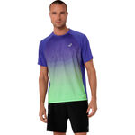 Ropa ASICS ASICS Road Fade Camiseta de running Hombres-azul, verde