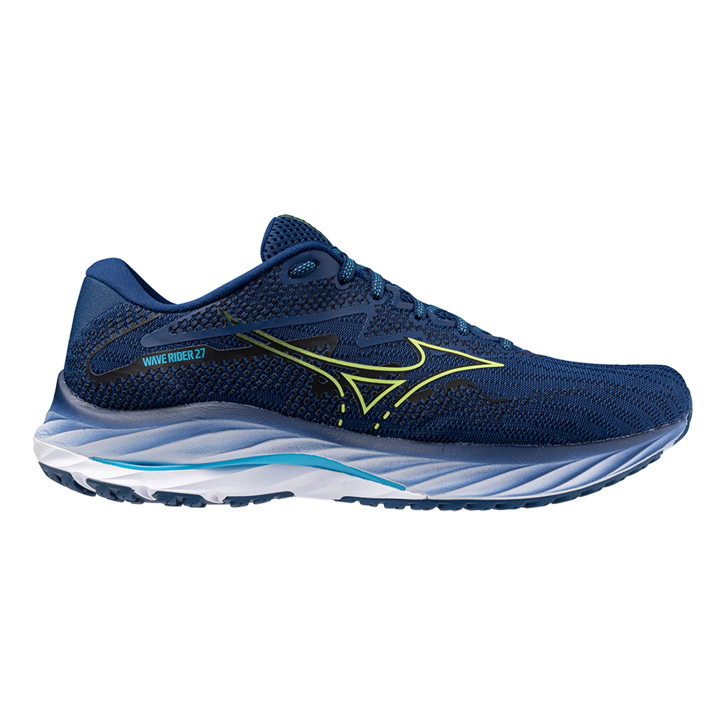 Comprar Mizuno Wave Rider 27 Zapatilla Neutral Hombres Azul Oscuro Verde Neon online Running Point ES