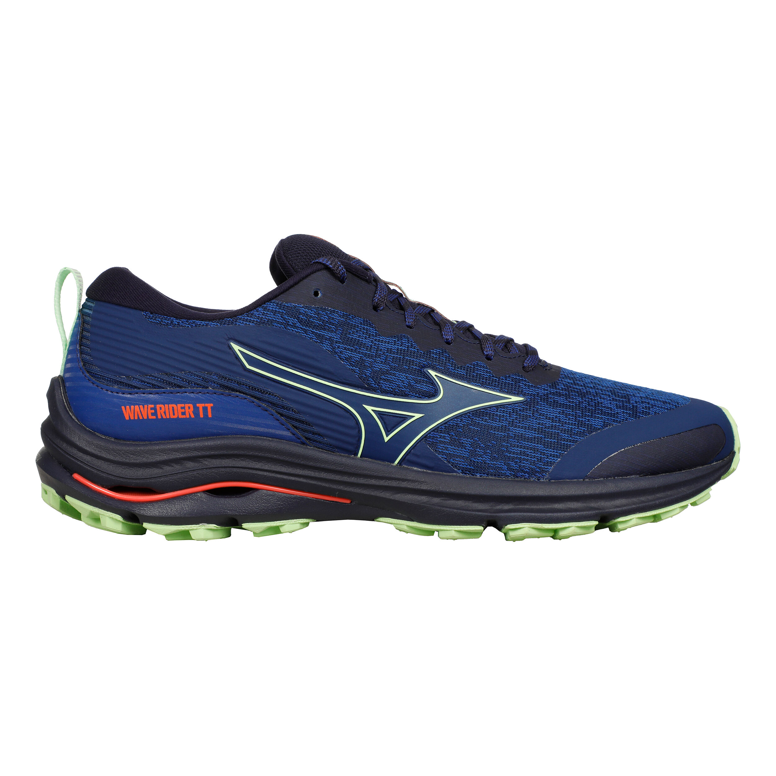 Comprar Mizuno Wave Rider TT Zapatilla Trail Hombres Azul Oscuro Verde Neon online Running Point ES