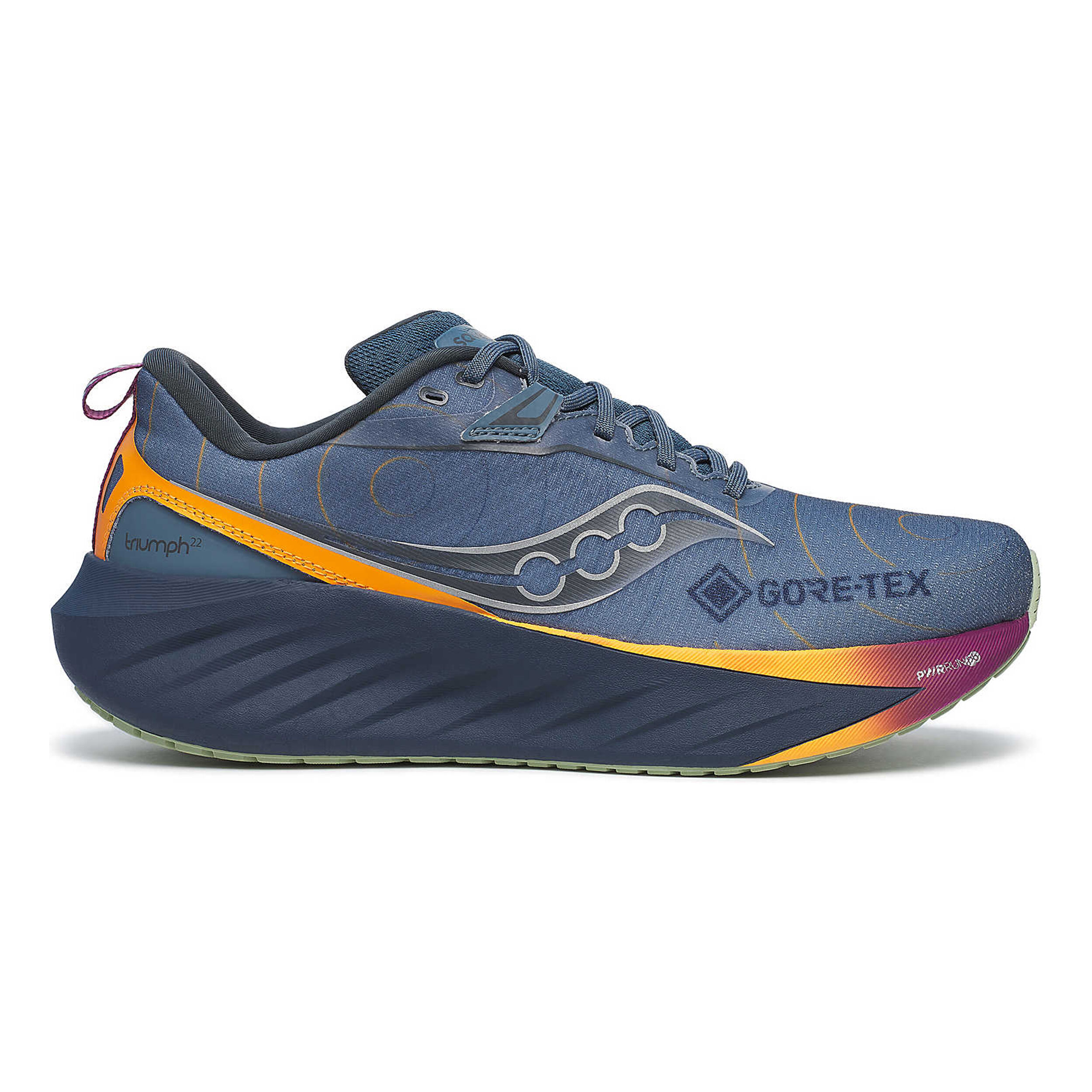 Comprar Saucony Triumph 22 GTX Zapatilla Neutral Hombres Gris Azulado Naranja online Running Point ES